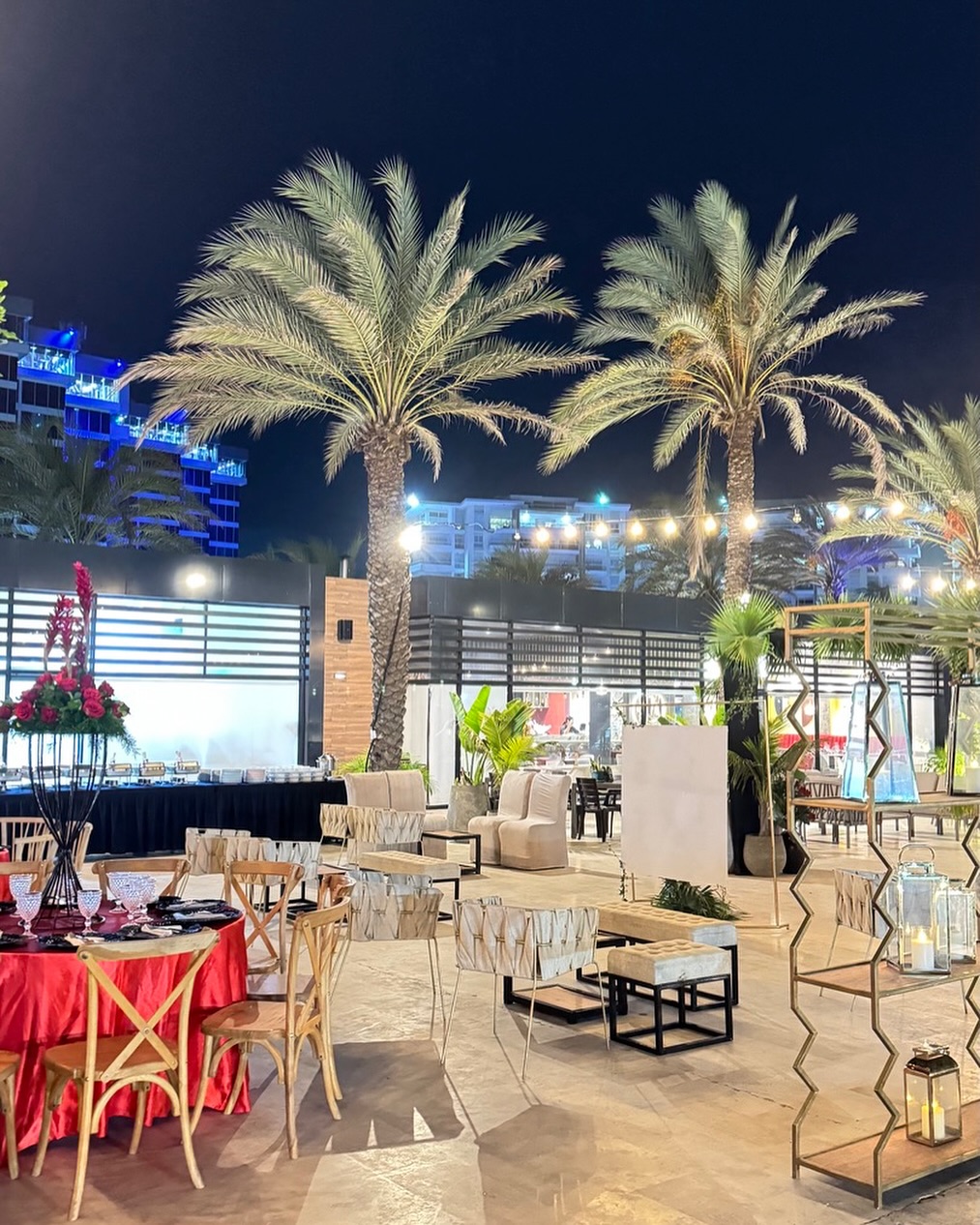 Ambientación de evento nocturno en Isla de Margarita